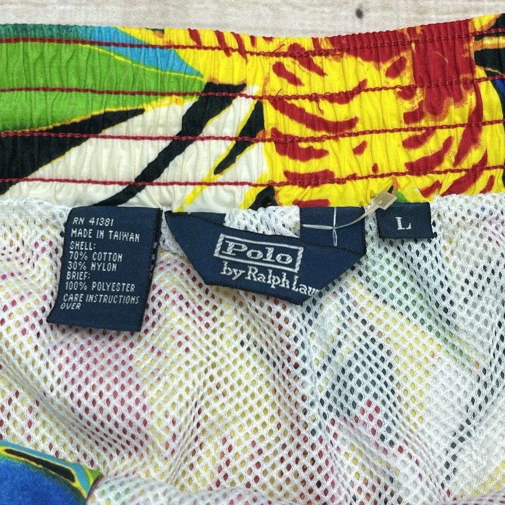 Vtg Polo Ralph Lauren Board Shorts Multicolored Kailua‎ Swim Trunks Surf Sz L